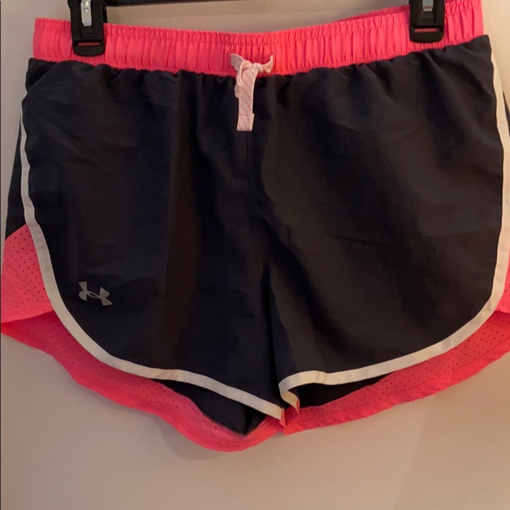 Neon Pink and Gray Under Armour Shorts Youth XL